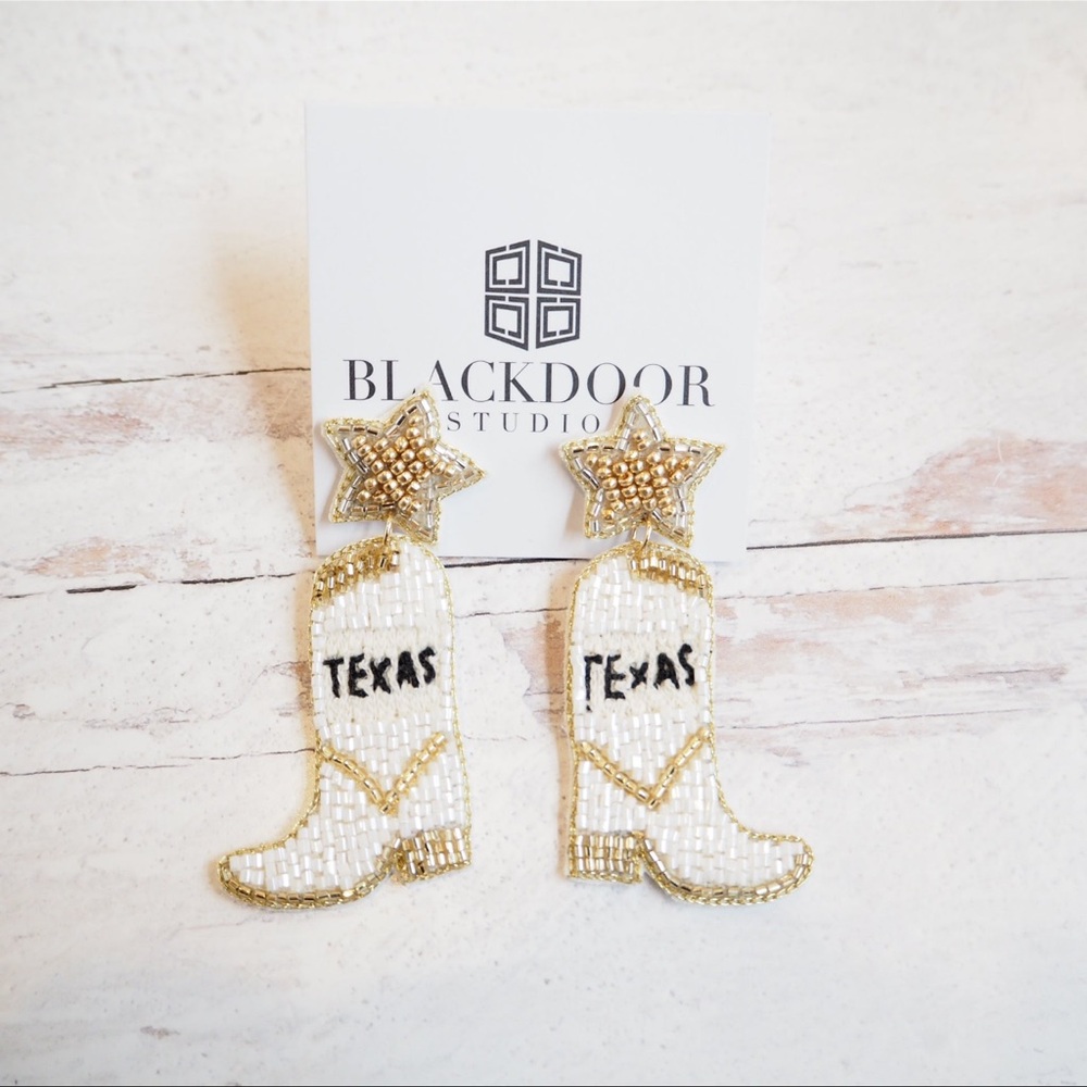 Collegiate Game Day Texas Beaded Earrings